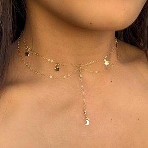 Star & Moon Necklace 14k Gold Filled Choker